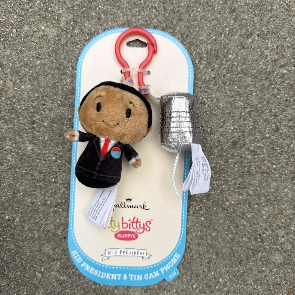 Hallmark Itty Bittys Clippys 2.75" Kid President & Tin Can Phone